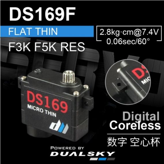 DUALSKY DS169F, FLAT THIN SERVO, 9.0g, 39 oz/in @7.4V - Click Image to Close